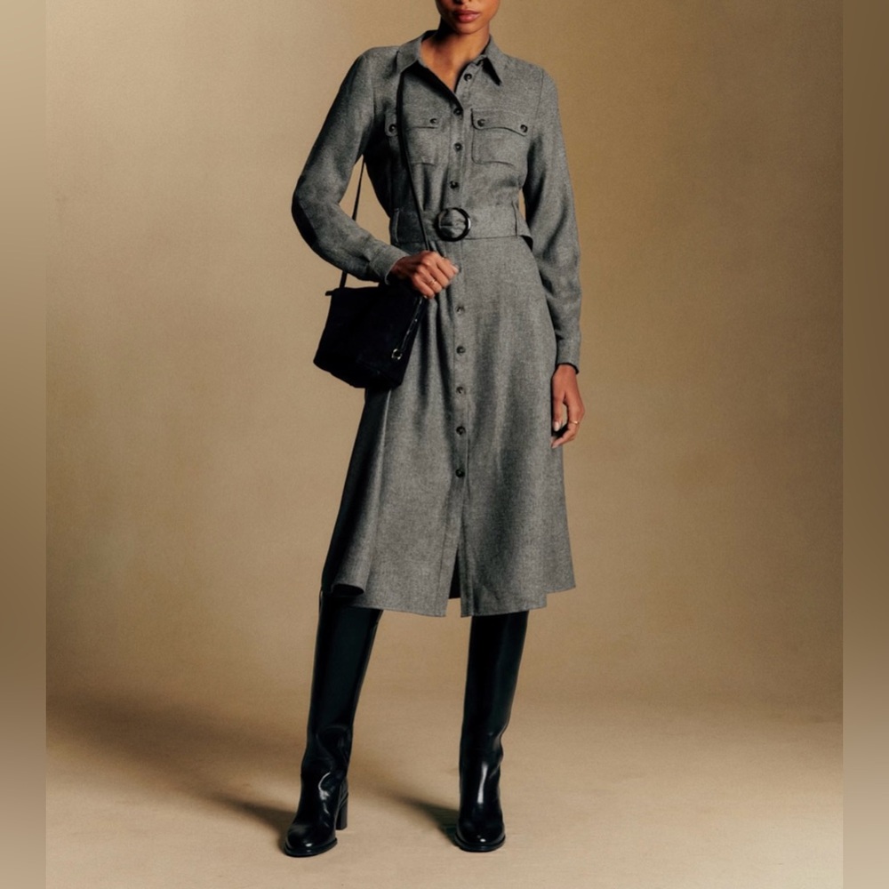 Sezane Gray Belted Shirt Dress NWT Size 12